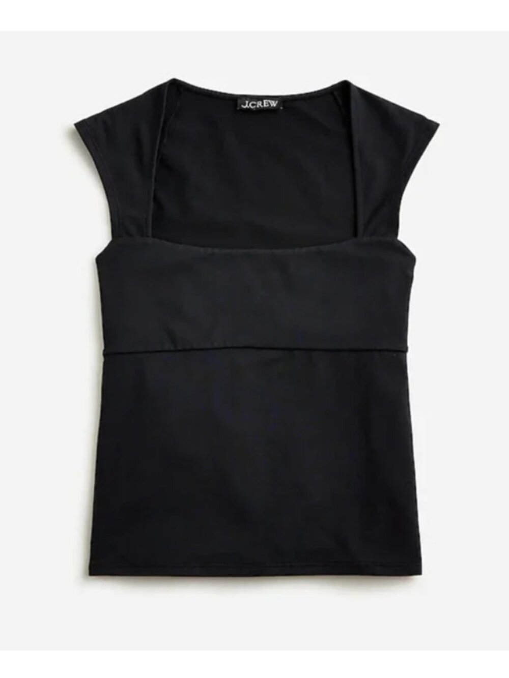 J Crew Squareneck cap-sleeve Top in stretch cotton blend